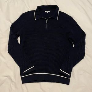 waffle knit navy collegiate sweater